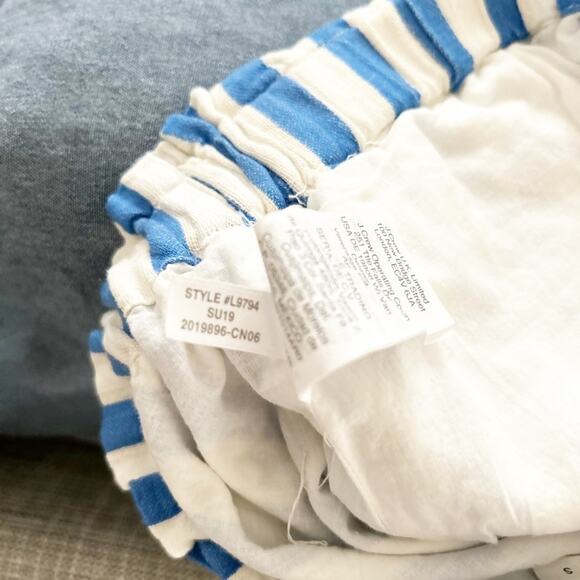 NEW J. Crew Factory Pull-On Paperbag Short Blue White Stripe Cotton Linen Sz S - Picture 7 of 9